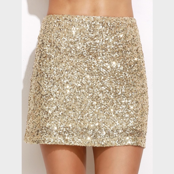 Gold All Over Sequins Mini Skirt - Picture 2 of 6